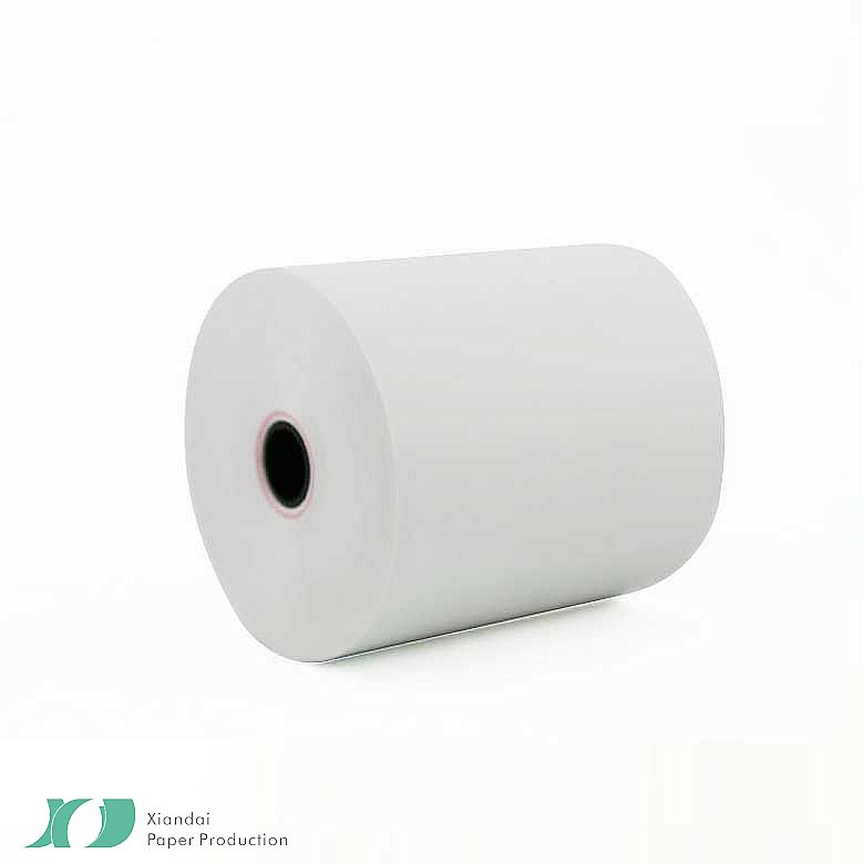 3 1/8" thermal paper rolls with black plastic core