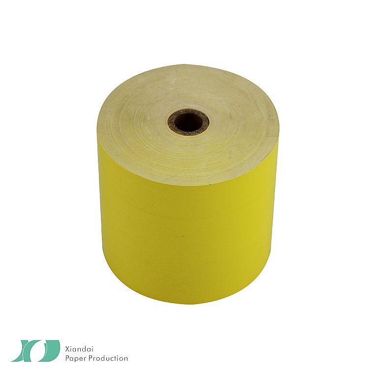 80mm x 75mm yellow printed thermal paper rolls wholesale